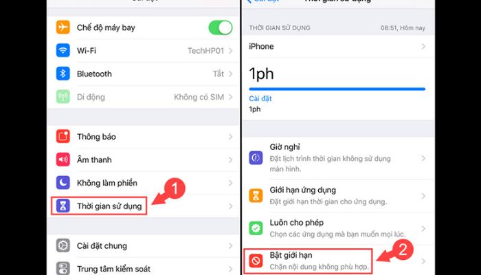 Bật giới hạn để ẩn ứng dụng